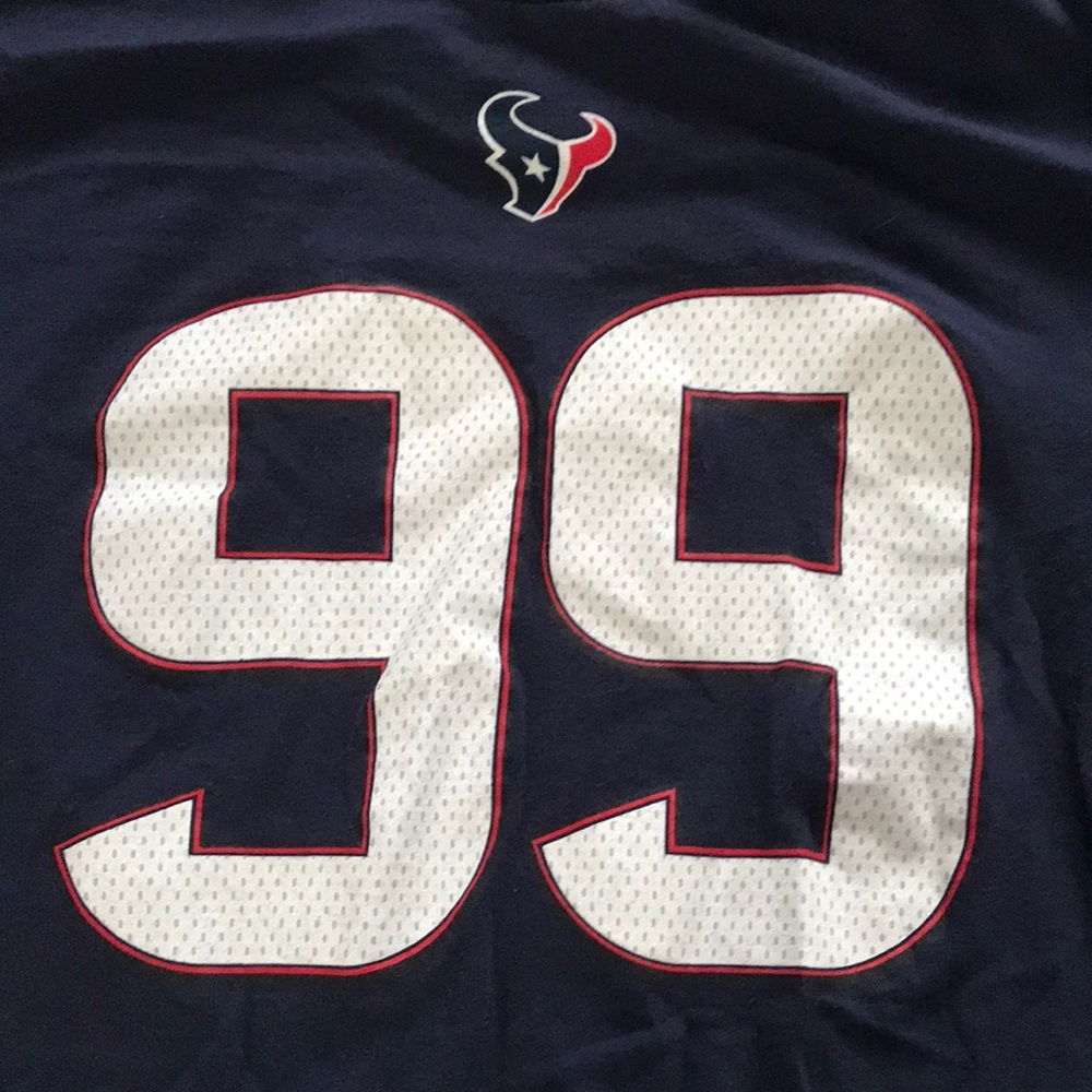 Houston Texans JJ Majestic Navy‎ Blue Long Sleeve Tee with Red and White Accents - Picture 3 of 6
